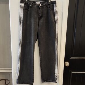 Forever 21 Black Jeans with White Side Stripes